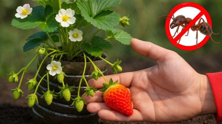 You won’t believe the strawberry bounty… with this buried bottle hack!